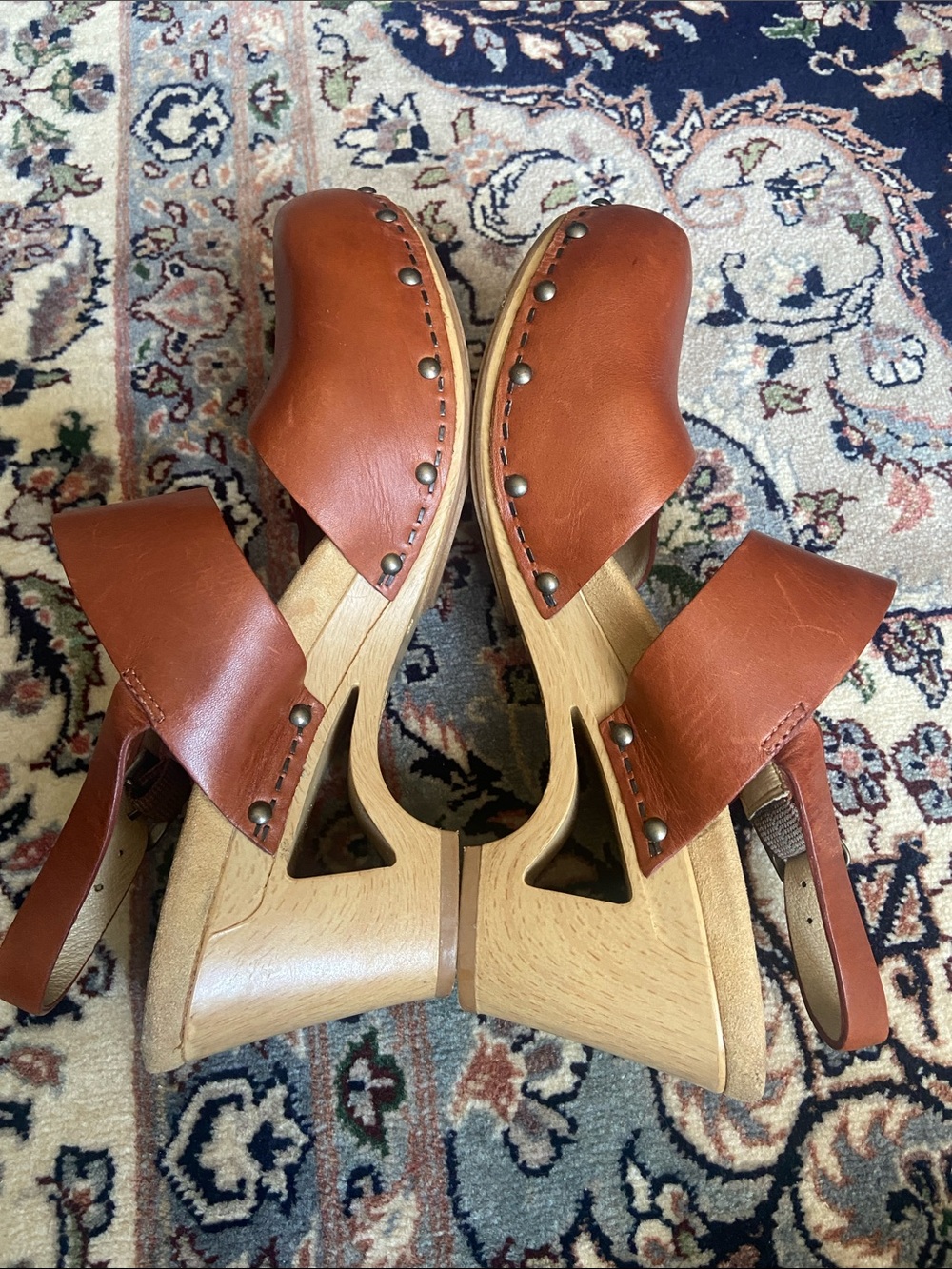 Dansko Thea  cognac brown chunky strapped clogs, 38 - Picture 2 of 13